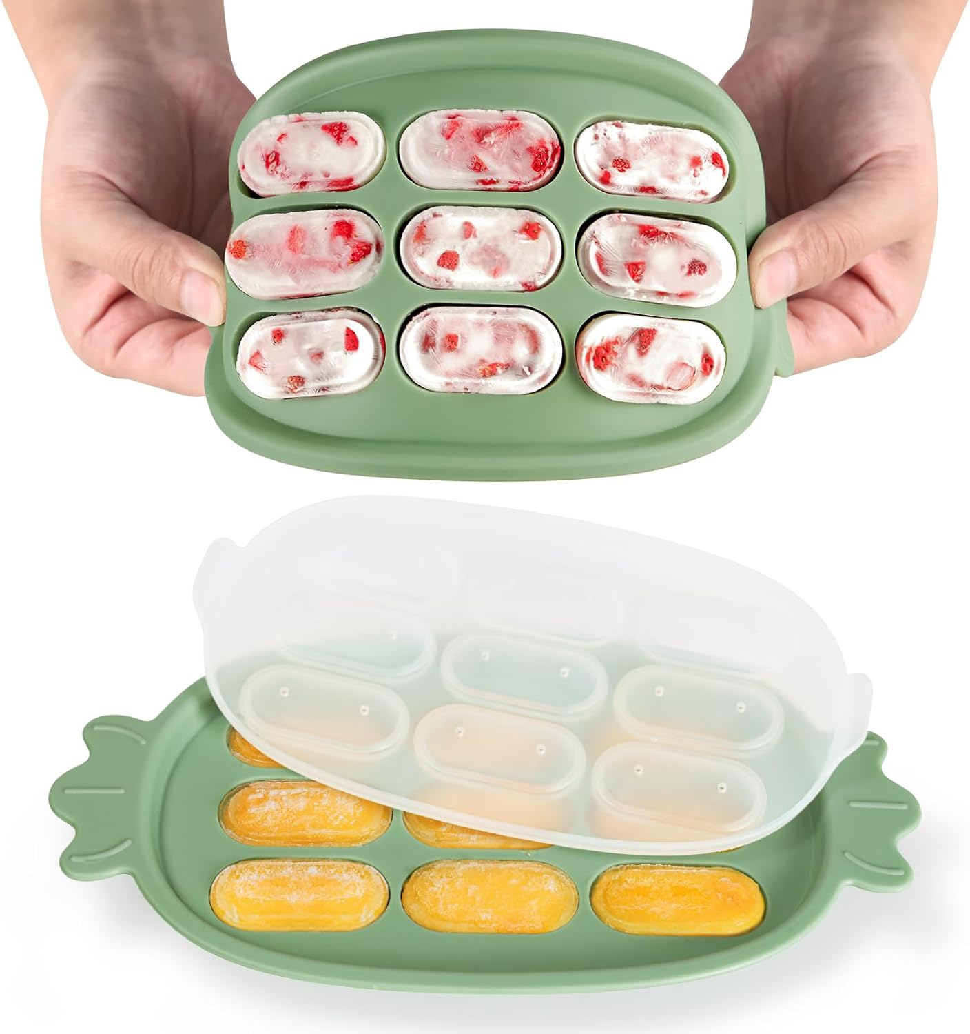 Haakaa Baby Popsicle Mold - Baby Food Maker & Breastmilk Teething Freezer Tray - BPA Free Silicone-Green