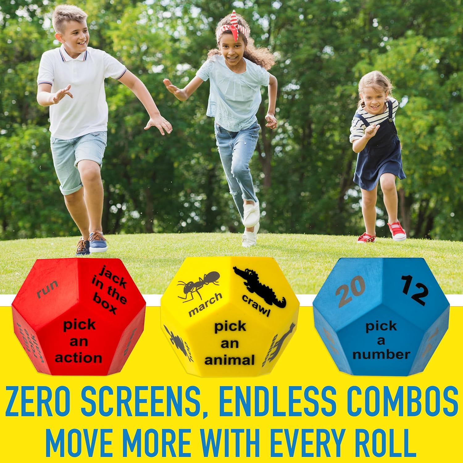 Exercise Dice for Kids, Outdoor Play Equipment, Indoor Movement Games Dice & Outdoor Activities, Kids Fitness & Active Toys for Childcare, Preschool, Kindergarten & School
