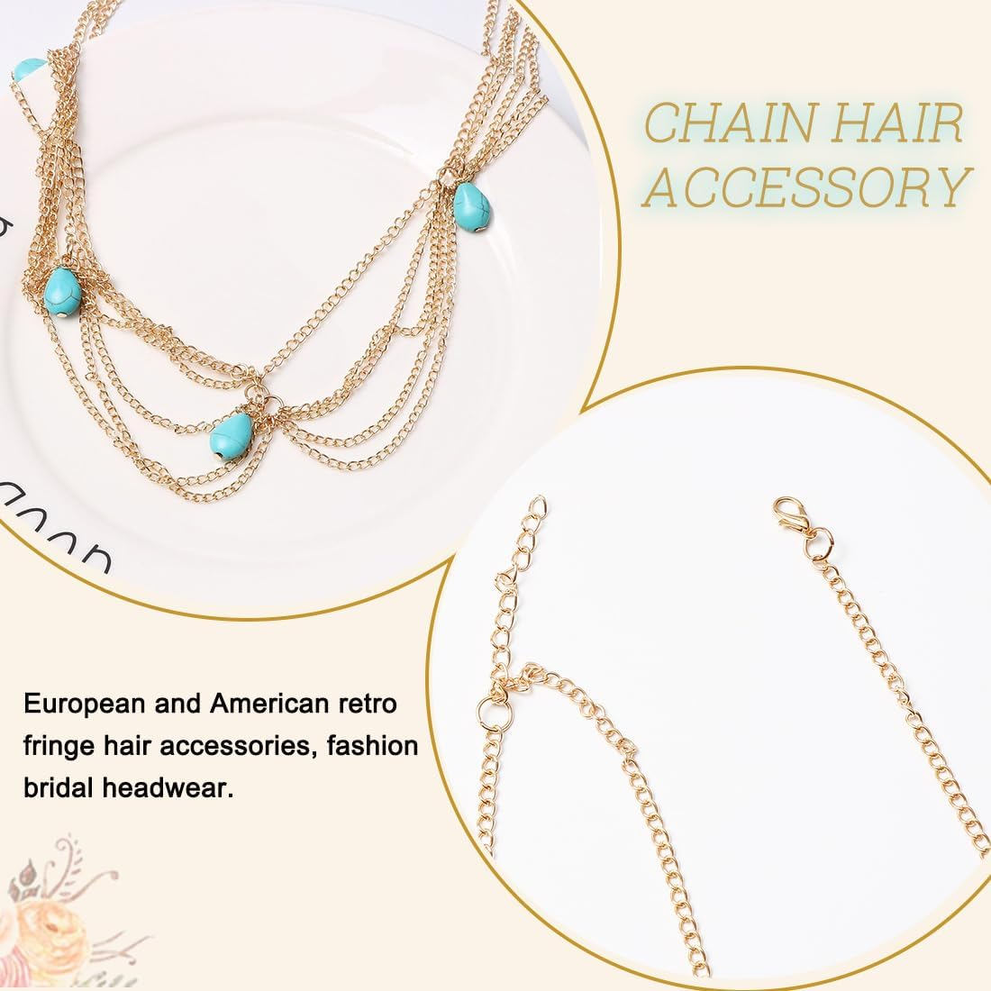 WJRQD Crystal Bridal Head Chain Layered Bridal Headpiece Tassel Rhinestone Headband Hairpiece Festival Wedding Hair Accessories for Women