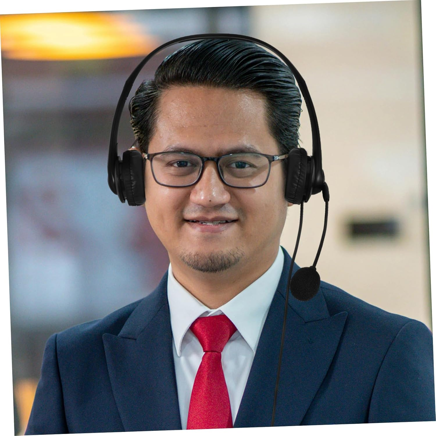 ASAKKURA Noise Cancelling Headset Wired with Microphone for Office and Computer Use Over-Ear Design Wire Control Headphone Suitable for Call Center and Online Teaching image number 3