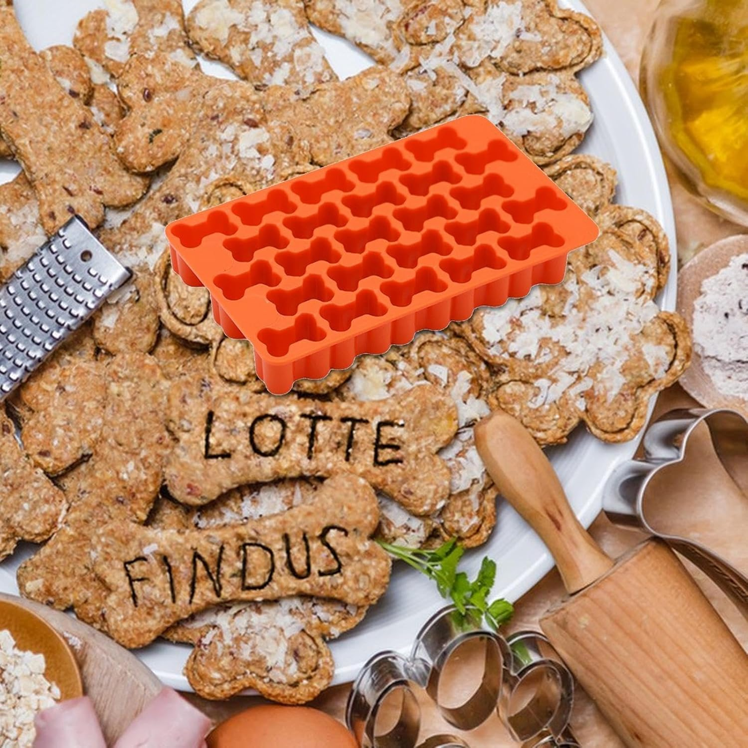 Cookie Cutter, 25-Cavity Dough Cutter, Reusable Dough Tool, Cracker Cutters, Kitchen Gadget for Bone Shaped Foods, Cookies, Dough, Bread image number 2