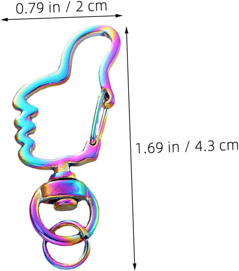 KAILIKETIY 30Pcs Cute Thumb Keychain Craft Carabiner Jewelry Clasp Spring Ring Clasp Keyring Zinc Alloy Key Chain Accessory image number 2