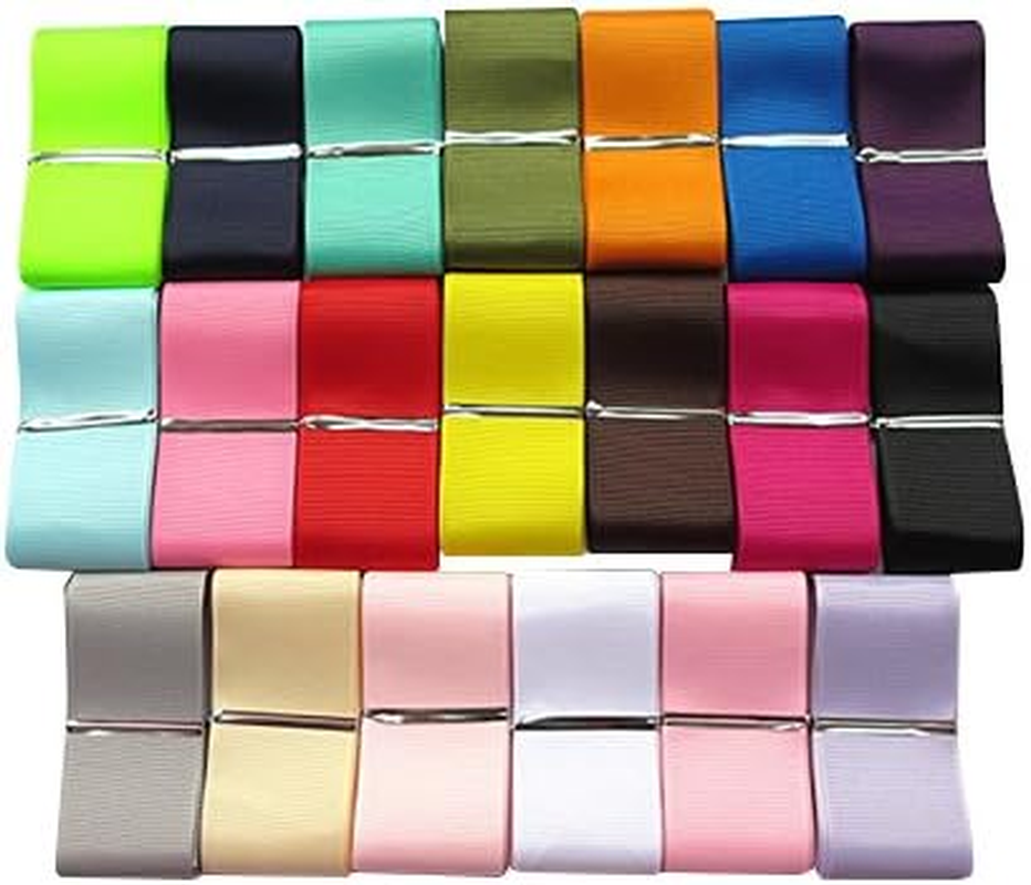 Chenkou Craft Assorted of 20 Yards Grosgrain Ribbon Total 20 Colors Mix Lots Bulk (2"(50Mm), Multi-Colored)