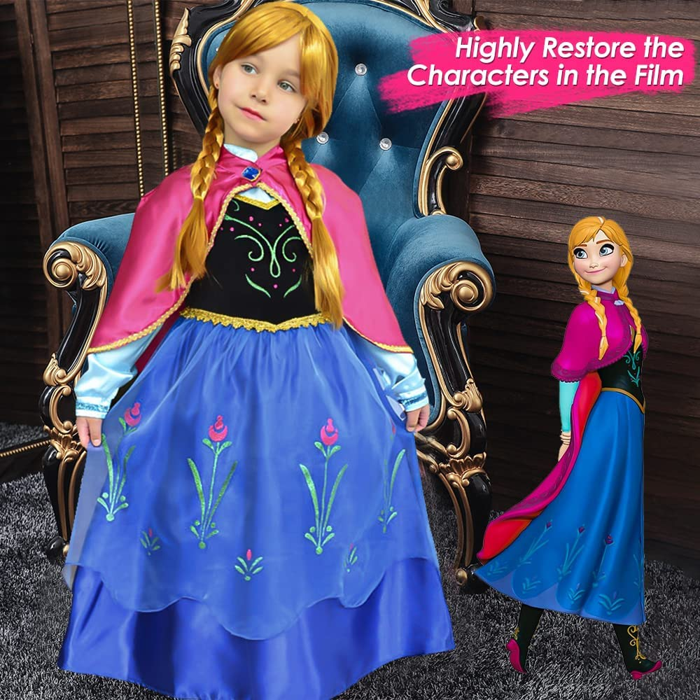 AUTOWT Princess Costume for Girls, Toddler Princess Cosplay Dress up with Cape, Halloween Cosplay Christmas Birthday Party Snow Princess Queen Gown Costume, Aged 3-8 image number 1