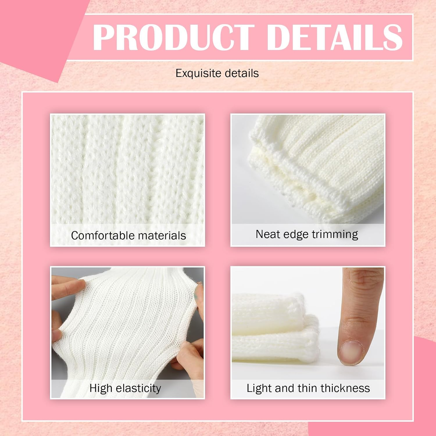 Arm Warmers for Long Sleeve Fingerless, Y2K Cool Girls Arm Covers, White Cute Harajuku Knitted Lace Arm Sleeve - Black image number 6