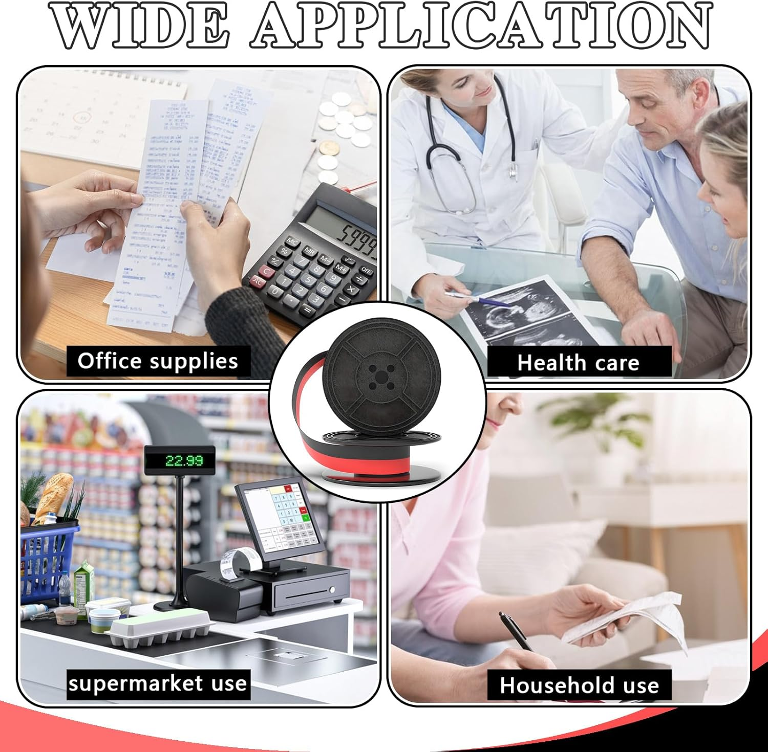 4 Pairs Universal Typewriter Ribbon, Twin Spool Ribbon Replacement Pack, Typewriter Ink Ribbon for Most Typewriter - Black image number 6