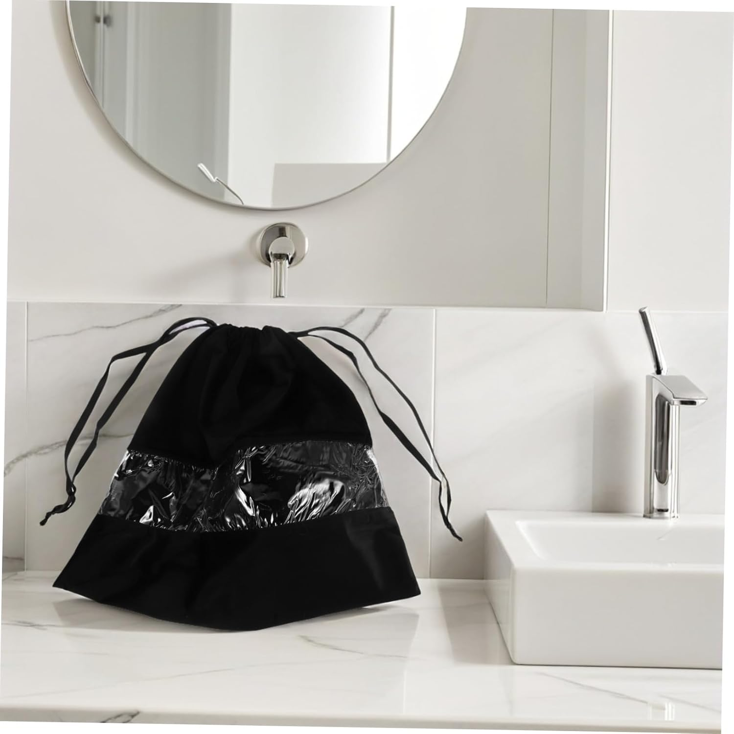 CLISPEED Transparent Velvet Drawstring Hair Dryer Bag Portable Dustproof Storage Pouch for Travel and Home Lightweight Organizer for Hair Tools Underwear Small Items with Easy Access image number 5