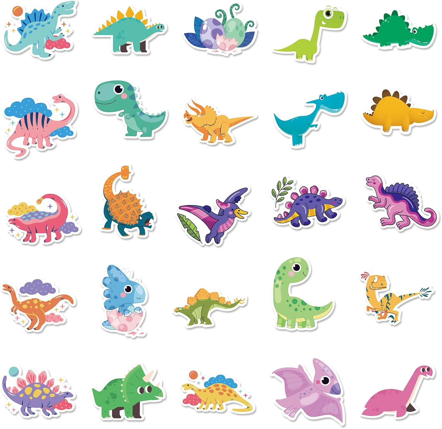 Dinosaur Stickers 50 Pcs, Cute Cartoon Vinyl Decal, Waterproof Gifts Sticker Pack for Kids, Cup, Water Bottle, Laptop, Phone image number 5