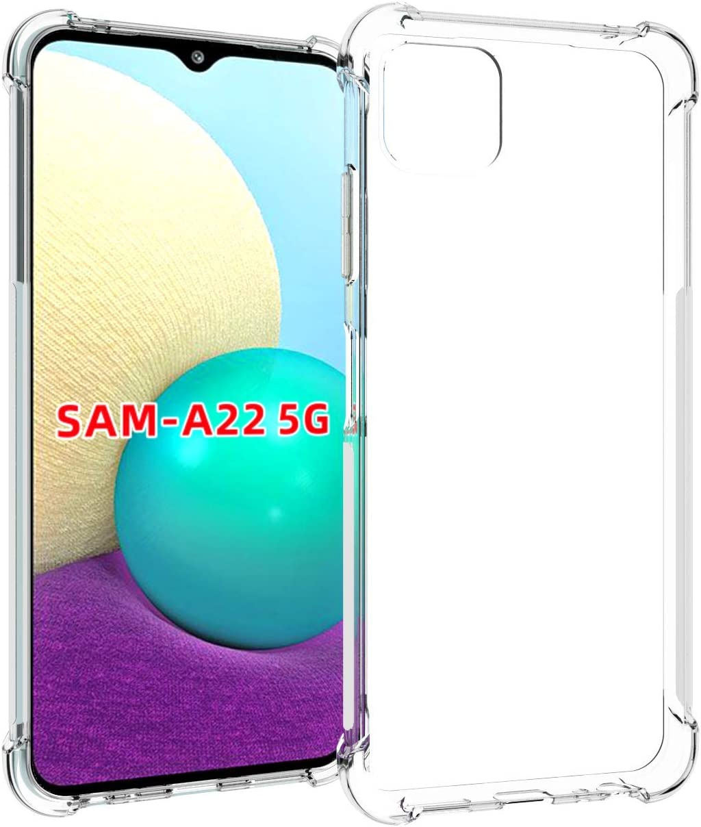 USTIYA for Samsung Galaxy A22 5G Case Clear TPU Four Corners Cover Transparent Soft image number 2