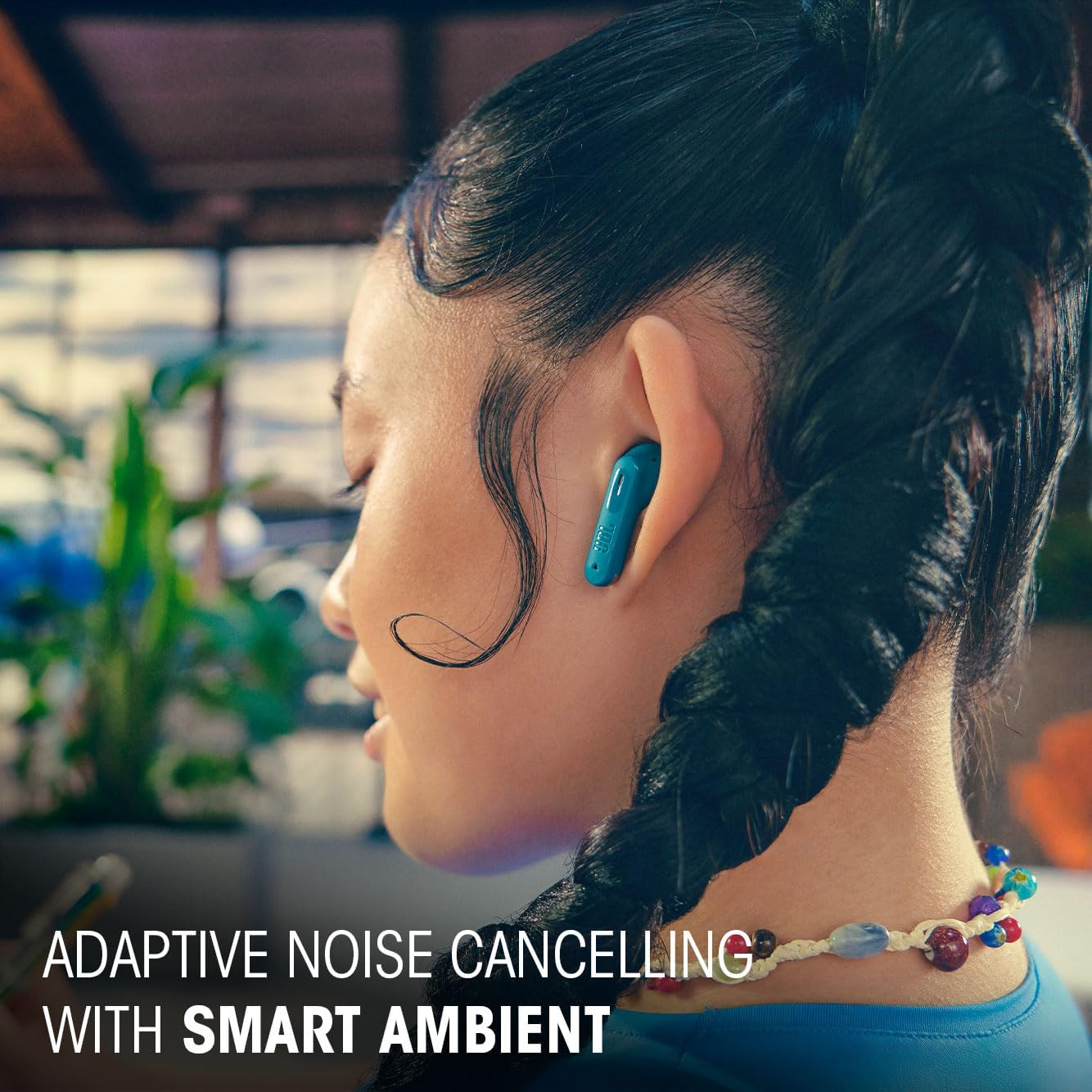 JBL Tune Beam 2 Wireless Bluetooth In-Ear Headphones with Noise Cancelling, 48 Hours Playback Time, IP54 Water and Dust Proof, Multipoint Connection, Ergonomic Design, Ghost Black image number 1