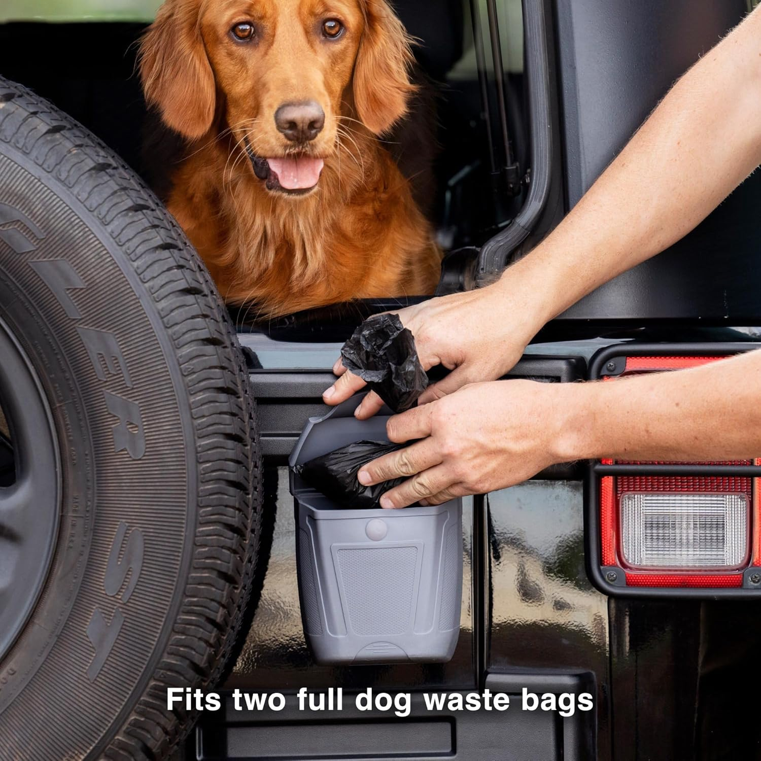 Kurgo Tailgate Dumpster for Dog Garbage and Poop Bags, Magnet Trash Bin for Cars, Car Waste Basket for Pets, Attaches to Tailgate or Bumper, Pet Travel Accessories, Easy to Clean