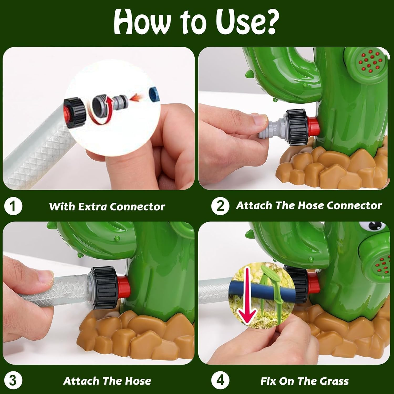 Kids Outdoor Water Sprinkler - Cactus Summer Backyard Lawn Game Spinning Sprinkler Toy - Spraying Ultra-High Water Jets, Attaches to Garden Hose, Baseball image number 1