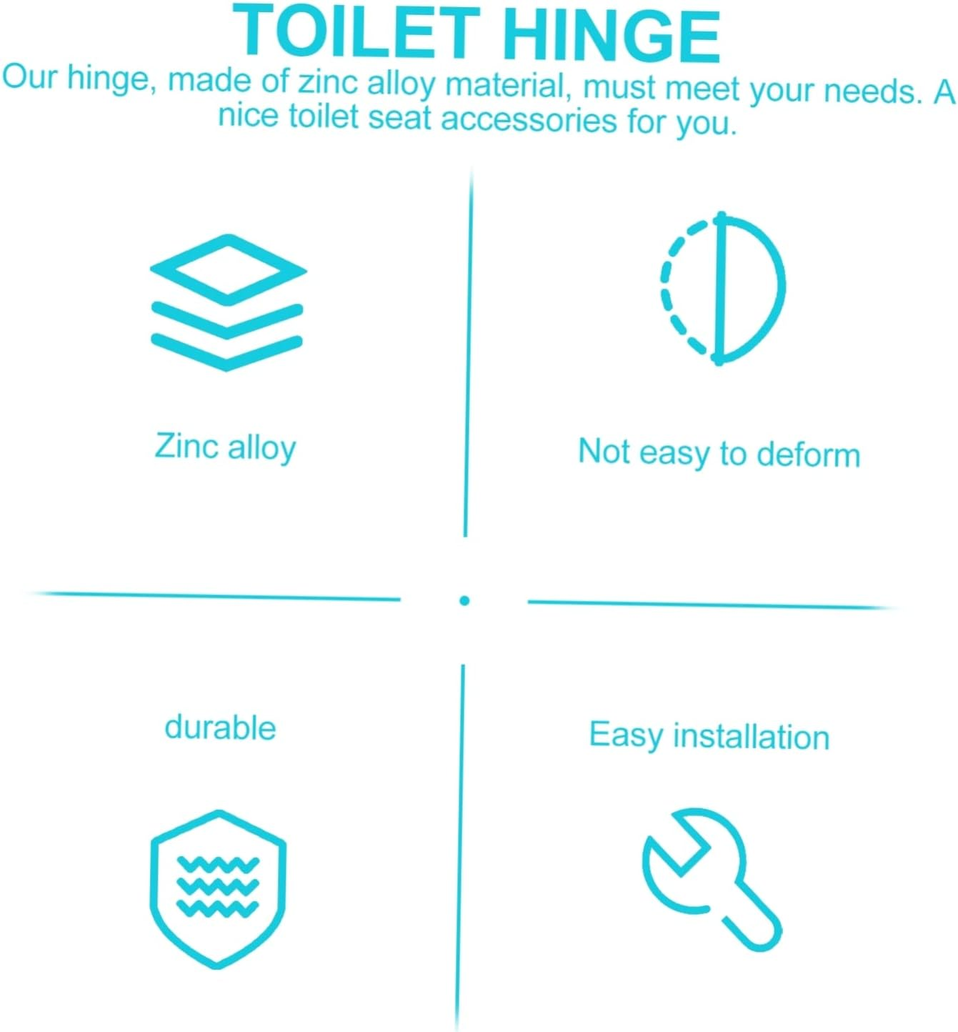 TEHAUX Replacement Toilet Hinge Toilet Seat Hinges Quick Release Zinc Alloy Easy Install image number 1