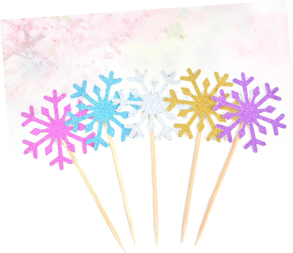 SHOWERORO 100Pcs Christmas Cake Picks Snowflake Ornaments for Dessert Topper Creative Blue Party Cupcake Decor for Christmas Wrapping Decorations image number 3