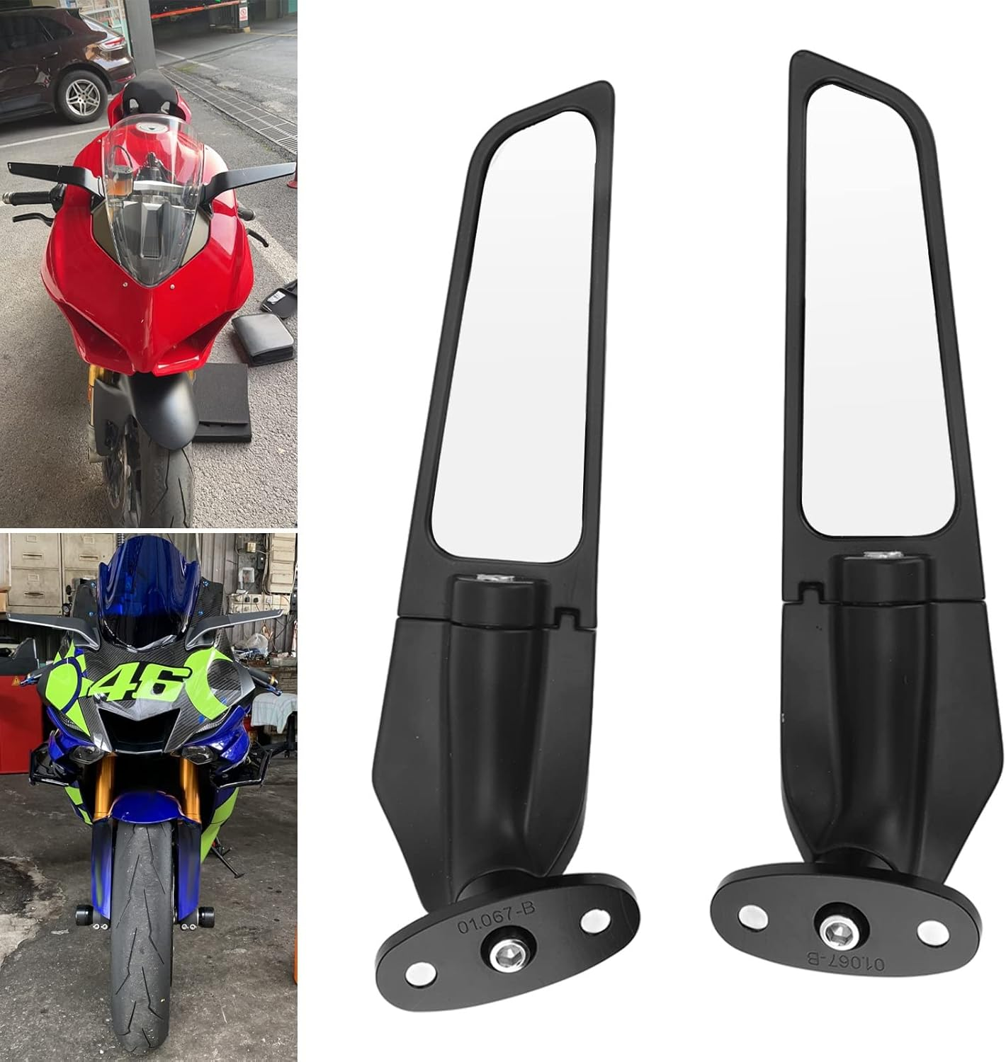 Motorcycle Rearview Mirror, Adjustable Rotating Wind Wing Mirror for CBR500R CBR650R/F CBR250RR CBR600RR, Wide Field of View, Superior Material image number 4