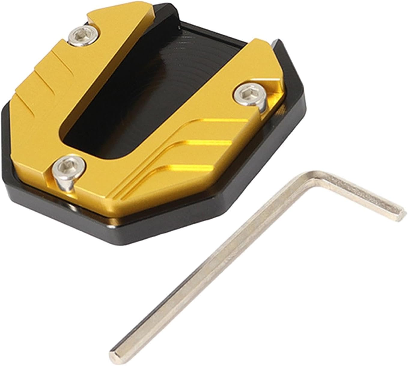 Magideal Motorcycle Kickstand Pad Support Plate Extension Nonslip Side Stand Extender Foot Enlarger for Outdoor Parking Motorbike, Yellow image number 2