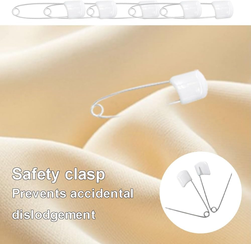 Ruidee 50 Pcs Diaper Pins Nappy Pins Plastic Head Safety Pins with Safe Locking (White) image number 2