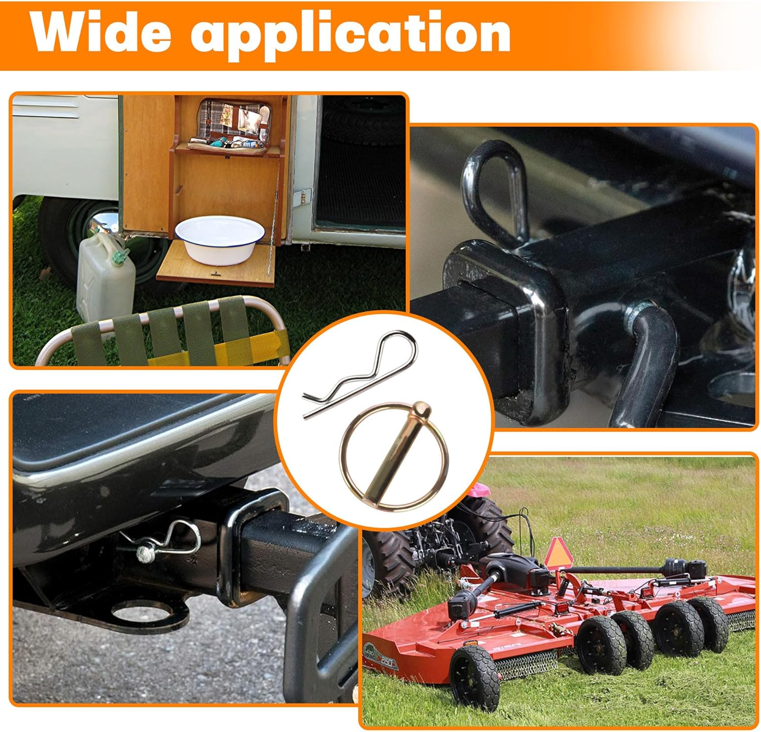 360Pcs Heavy Duty Pin Assortment Kit - Hitch Pins R Clip Pins - Hair Pins- Lynch Pins - PTO Pins - for Trucks Trailers Tractors Mowers 3 Point Accessories, Farm,Lawn,Hitches,And Garden image number 1