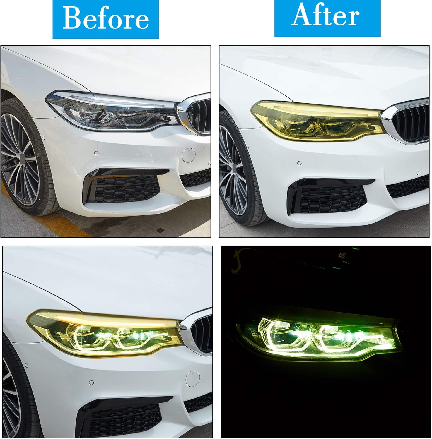 TOMALL 78.7''X12'' Golden Yellow Vinyl Film for Car Headlight Taillight Fog Lights Tint Self Adhesive Decals Sports Modification Car Stickers (Golden Yellow) image number 2