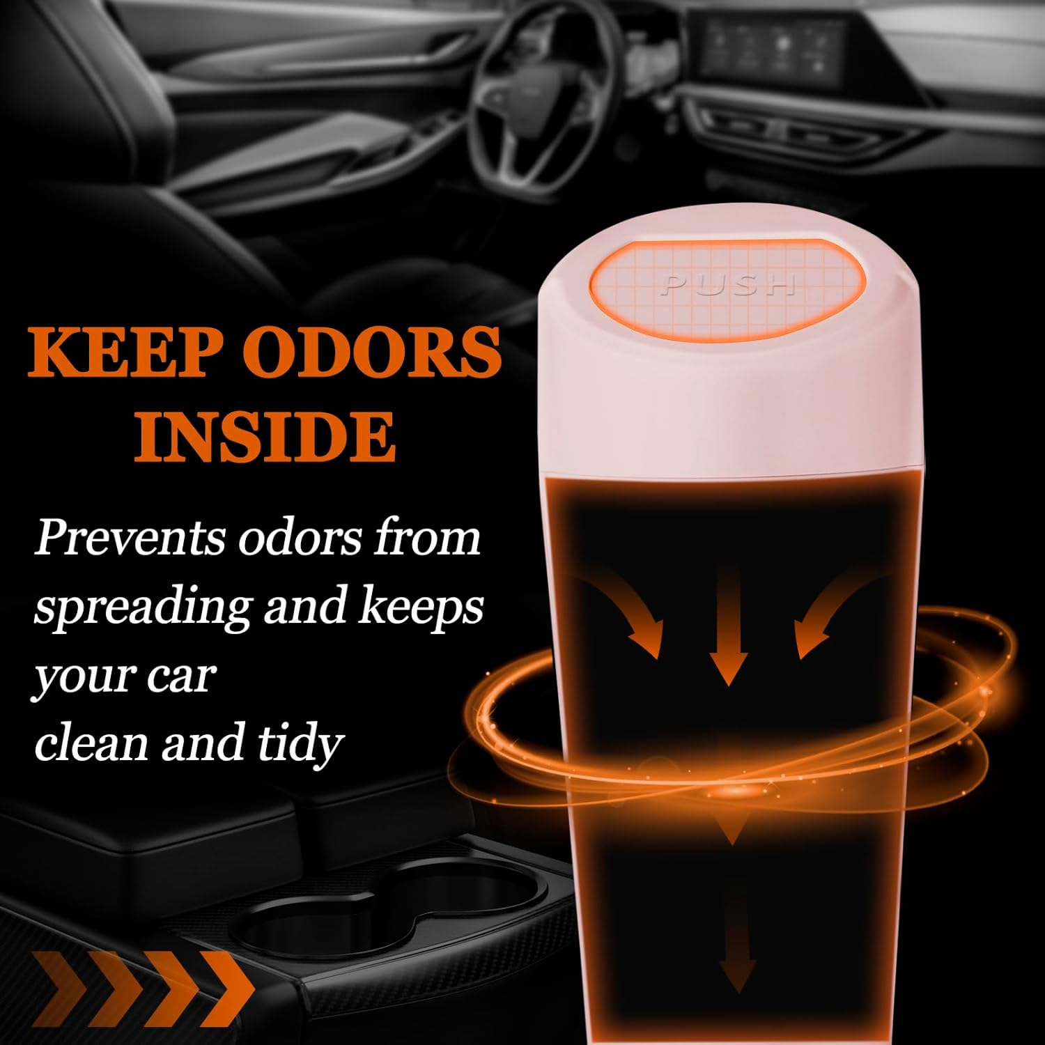 Car Trash Can with Lid, Leakproof Garbage Can with 40 Attached Trash Bags, Mini Essential Car Accessories for Interior, SUV, Home, Office (Sakura Pink) - 2Pack Black image number 2