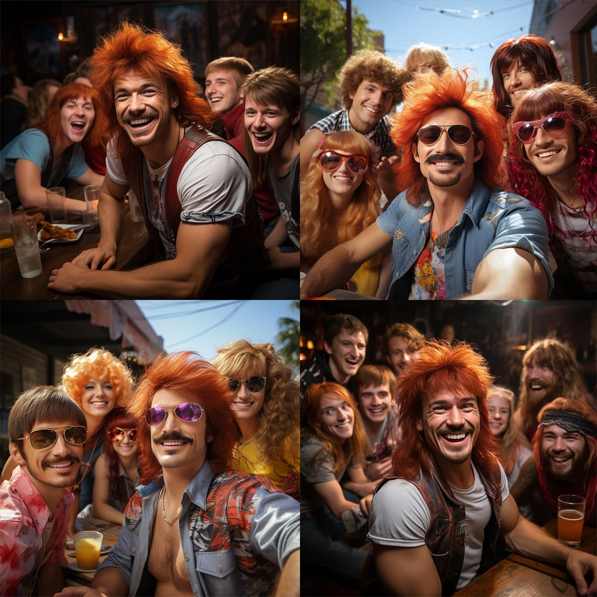 BERRYLION Mullet Wig - Adult Funny Wig for Men - Pop Rock & 70S/80S Style (Ginger)