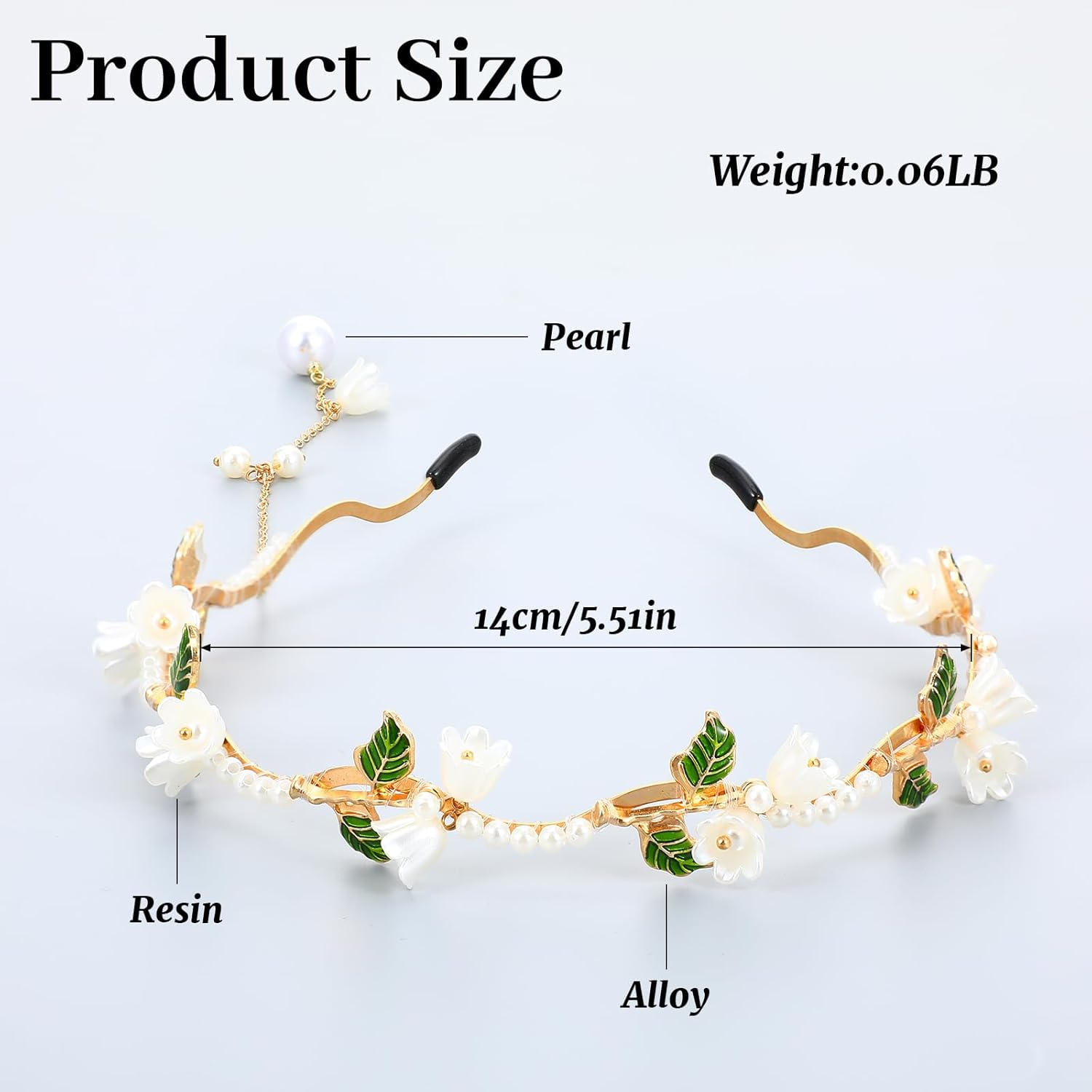 Heclia Hair Accessories for Flower Girl Wedding 2 Pieces Golden Vine Leaf Boho Headband and Vintage Red Rose Renaissance Accessories Bridal Beads Headpiece Wedding Princess Fairy Headband image number 4