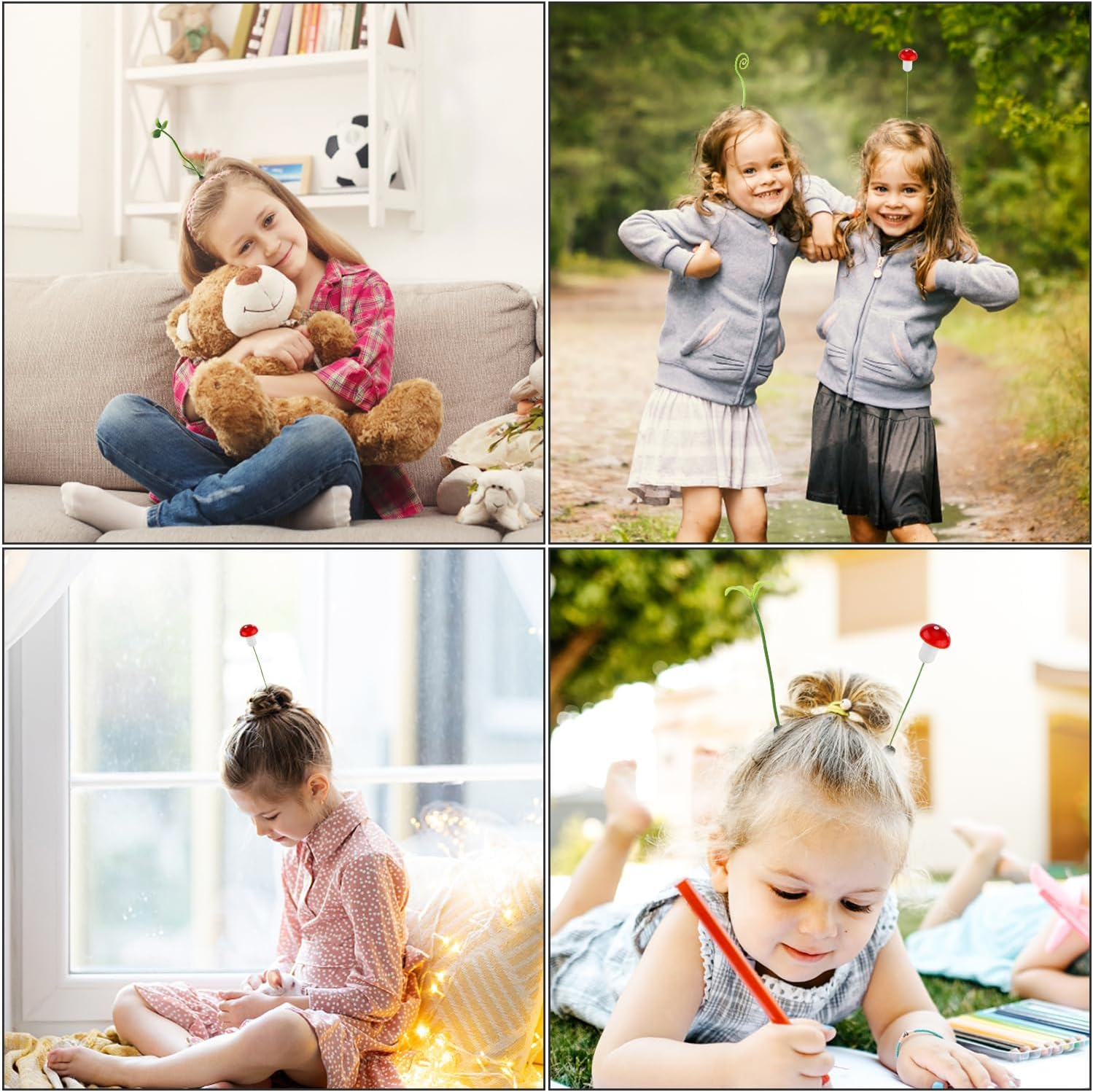 40Pcs Sprout Hair Clips, Funny Cute Plant Hair Accessories Mushroom Bean Sprout Grass Clips for Kids Girls Women Party image number 2