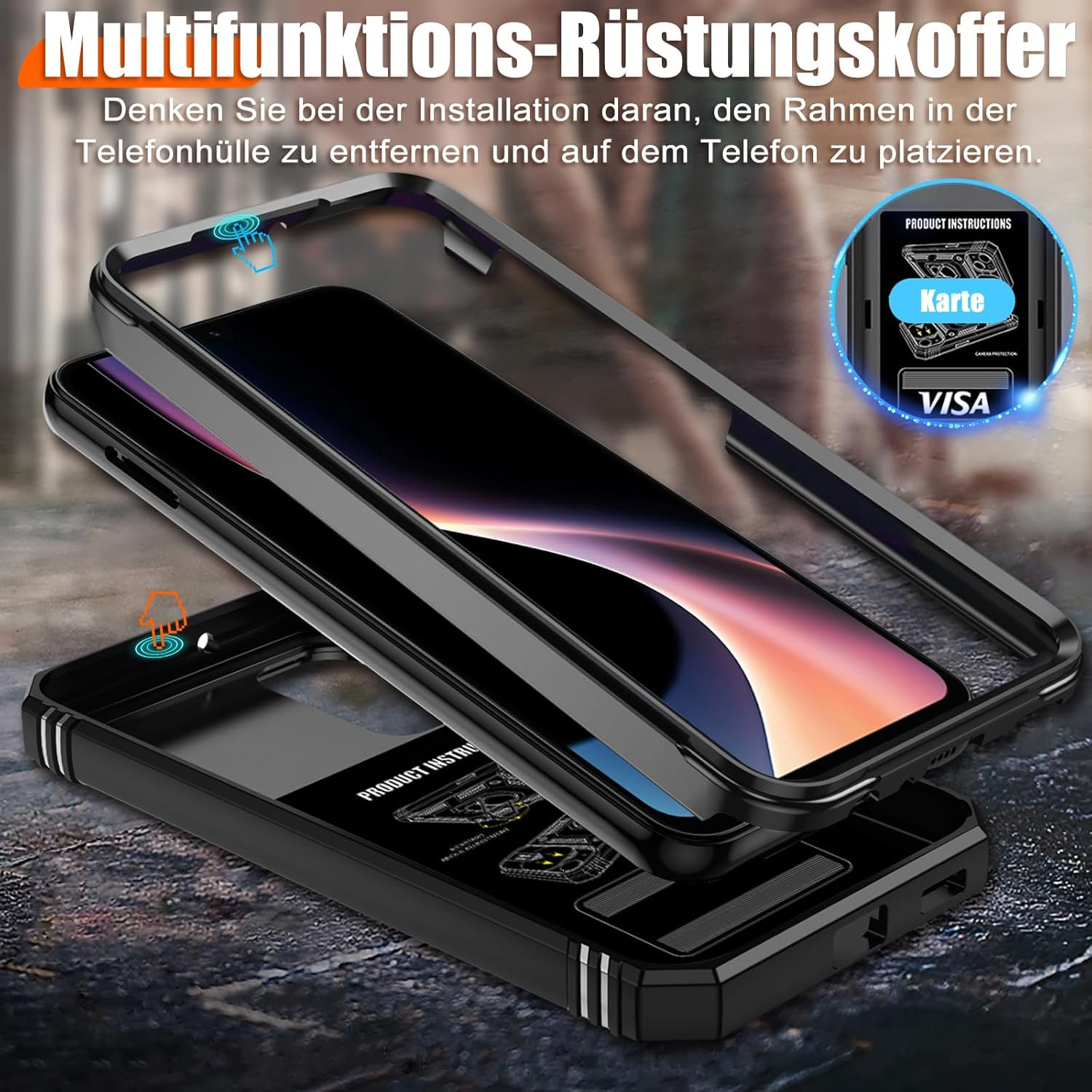 Giyer Armoured Case for Samsung Galaxy A17 Case with Screen Protector, Mobile Phone Case A17 4G/5G Case with Camera Protection, 360&deg; Metal Ring Stand, Shockproof Protective Case for Samsung A17 5G - Blue image number 5