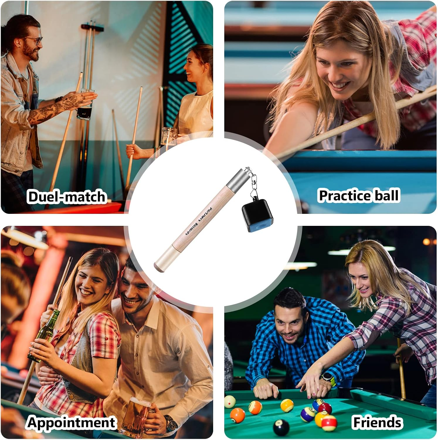 Pool Cue Chalk Holder for Billiards: 2 Pcs 2 in 1 Pool Chalk Holder, Pool Cue Chalk Holder with 4Pcs Pool Chalk Cubes, Portable Cue Chalk Holder, Pool Chalk Holder for Sport Game Tournament Home Hobby image number 4