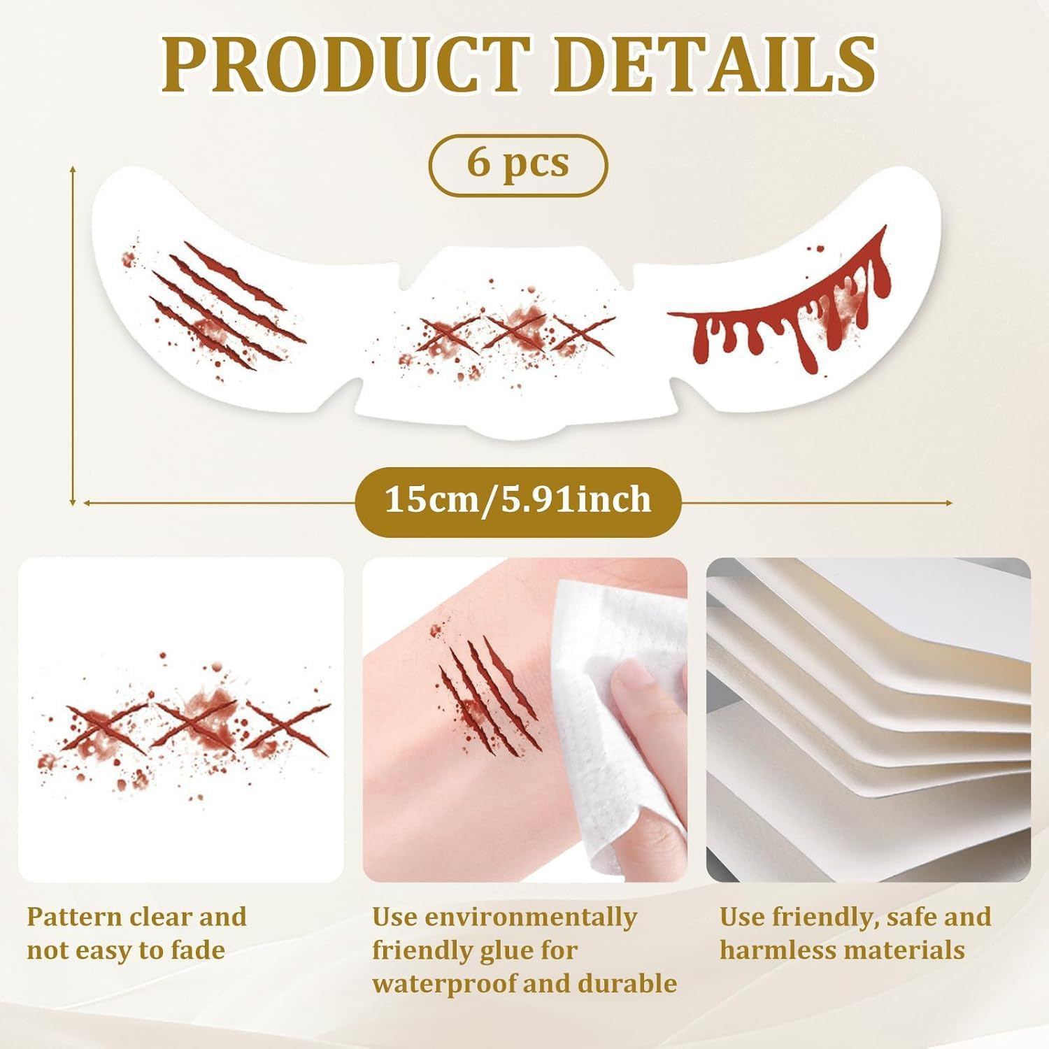 6Pcs Halloween Freckles Face Tattoo, Temporary Makeup Stickers, Temporary Freckle Sticker, Face Tattoos for Women, Halloween, Parties, Freckles Tattoo Art (A) - B image number 2