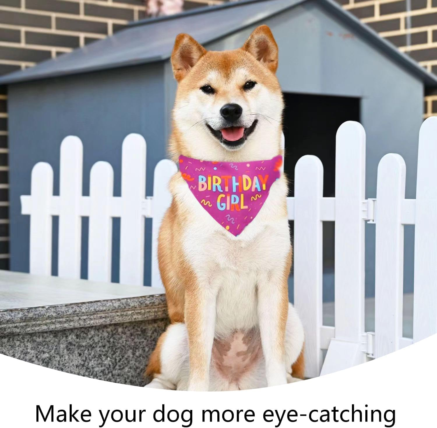 Dog Bandana for Birthday, Bithday Pet Bandana, Pink Triangle Scarf for Small & Medium Dogs, Perfect for Birthday Girl Pets, Birthday Party Accessory image number 4