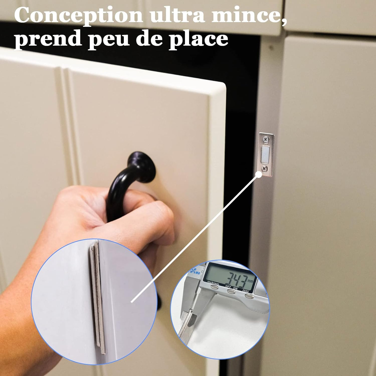 MIN CI 10 Pack Cabinet Door Magnets Strong Magnetic Door Catch Ultra-Thin Invisible for Cabinet Doors,Shower Doors,And Drawers Silver image number 4