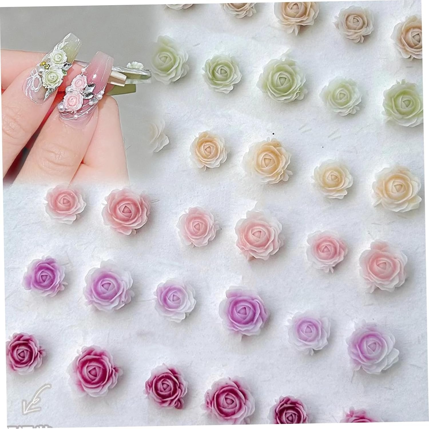 Nail Charms 100 PCS Flower Nail Charms Resin Camellia Nail Charms Mixed Colors Nail Decorations Elegant Nail Art Accessories Multifunctional Flowers for Nails Art Manicure DIY Women Girls image number 4