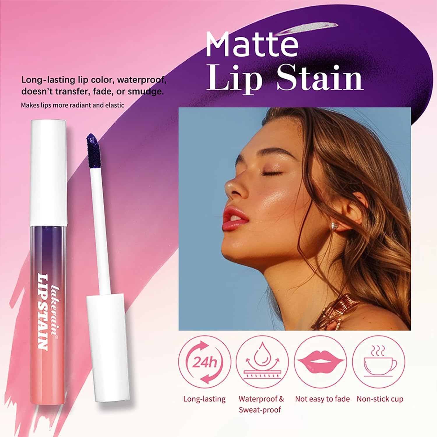 Dynaeuty 3 Colors Lip Stain, Peel off Lip Stain Lip Tint Set, Waterproof Long Lasting Non Stick Cup Non Fade Liquid Lipstick Set, Magic Color Lip Oil Set for Women Girls (A) - 04 image number 3