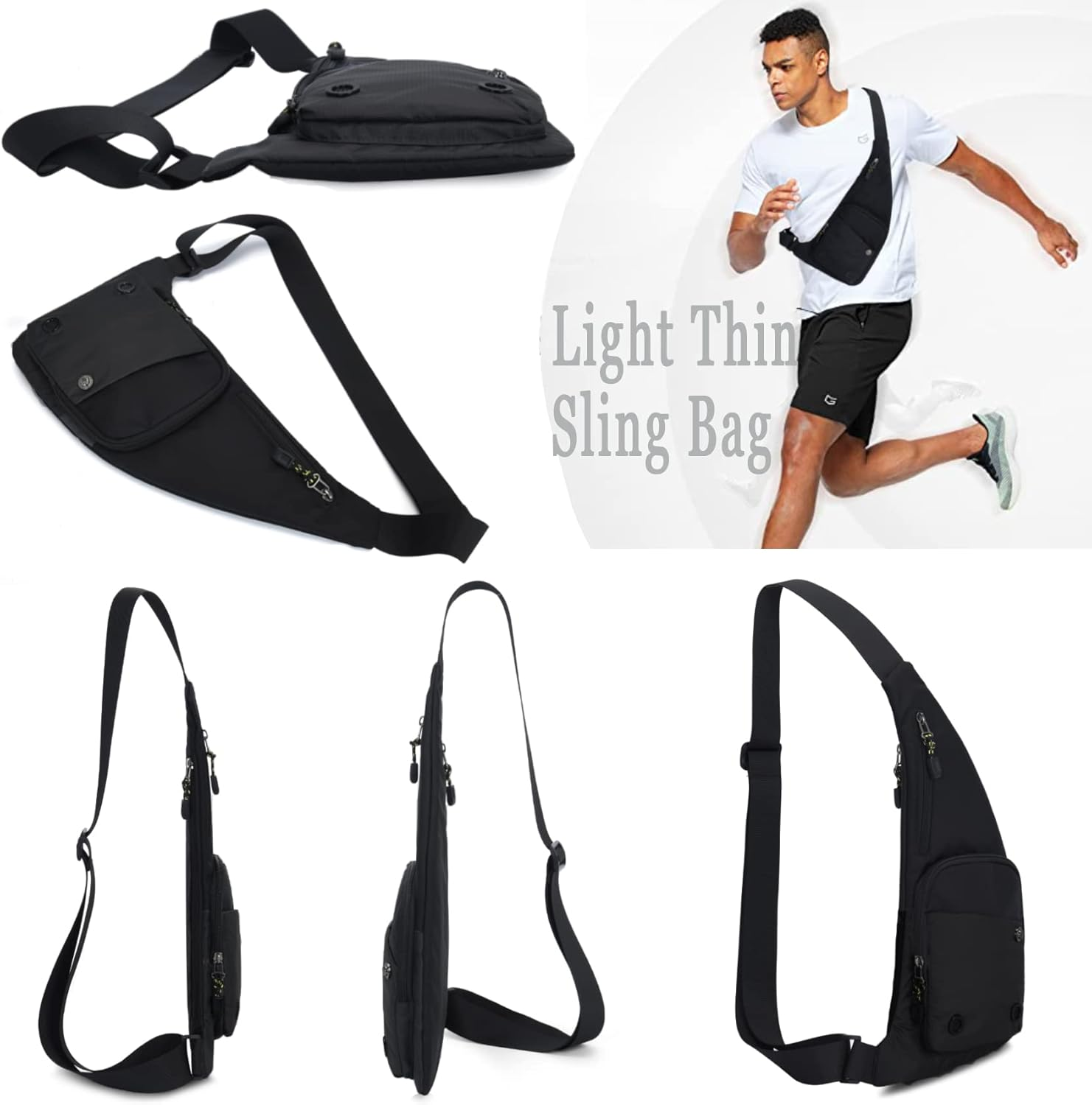 CAISANG Sling Bag Slim Crossbody Personal Pocket Chest Bag Anti-Thief Shoulder Bag Backpack Casual Daypack Fanny Pack Travel - Blue image number 3