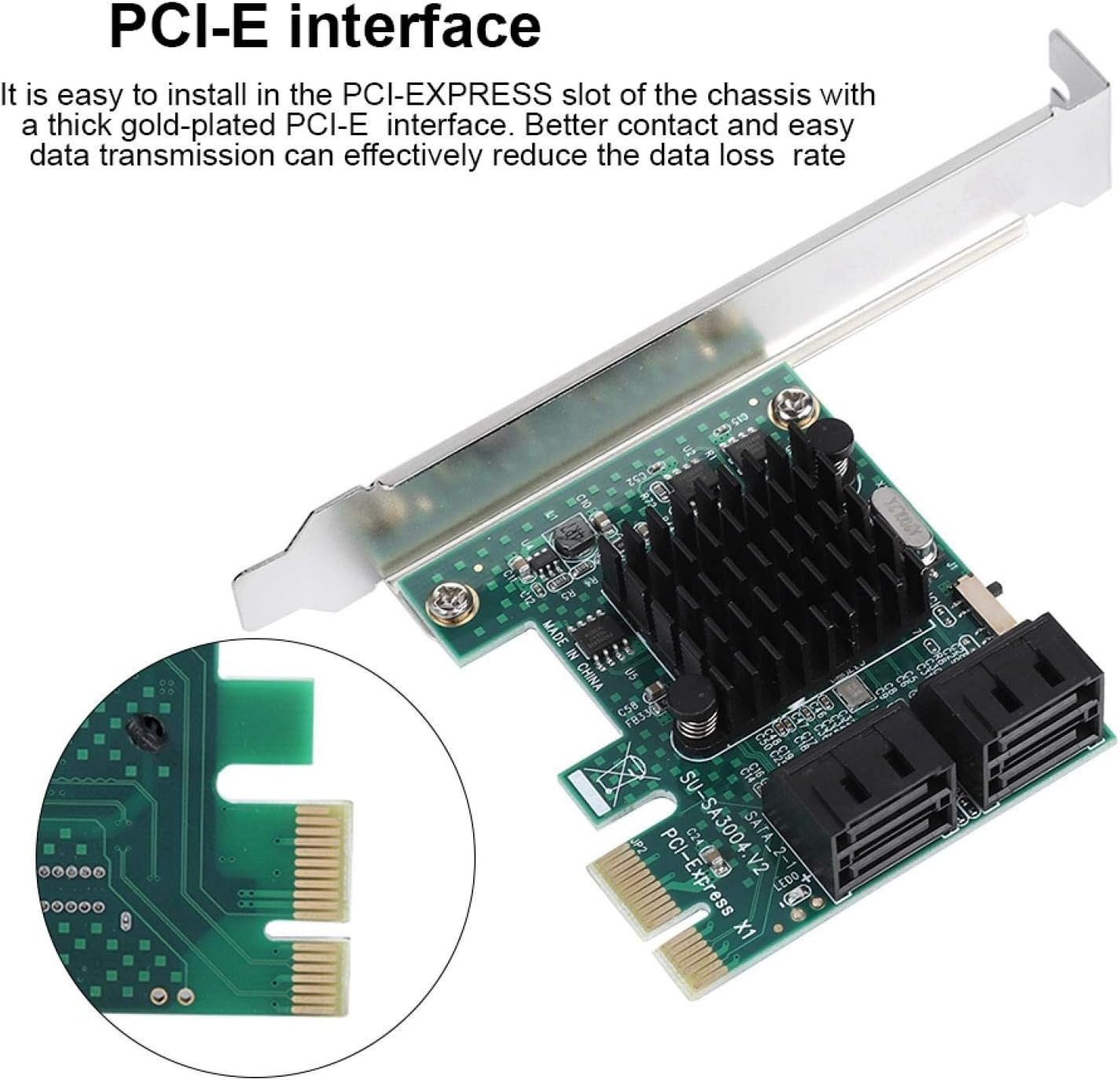 4-Port SATA 3.0 Expansion Card, PCI Express to SATA 3.0 Expansion Controller Card Adapter 6G image number 4
