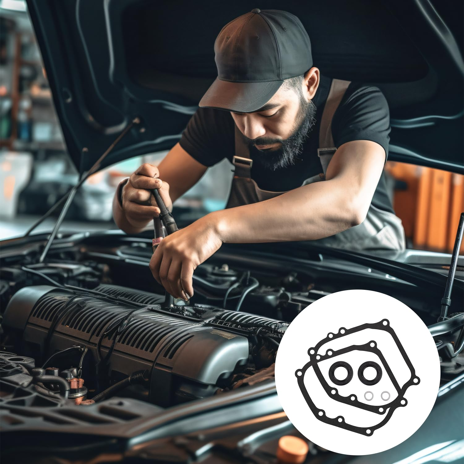 Crank Case Side Cover Gasket Oil Seal Kit, Compatible with Coleman Mini Bike and Predator 212 and Baja 196Cc 200Cc 224Cc and Tillotson and Honda GX160 GX200 image number 3