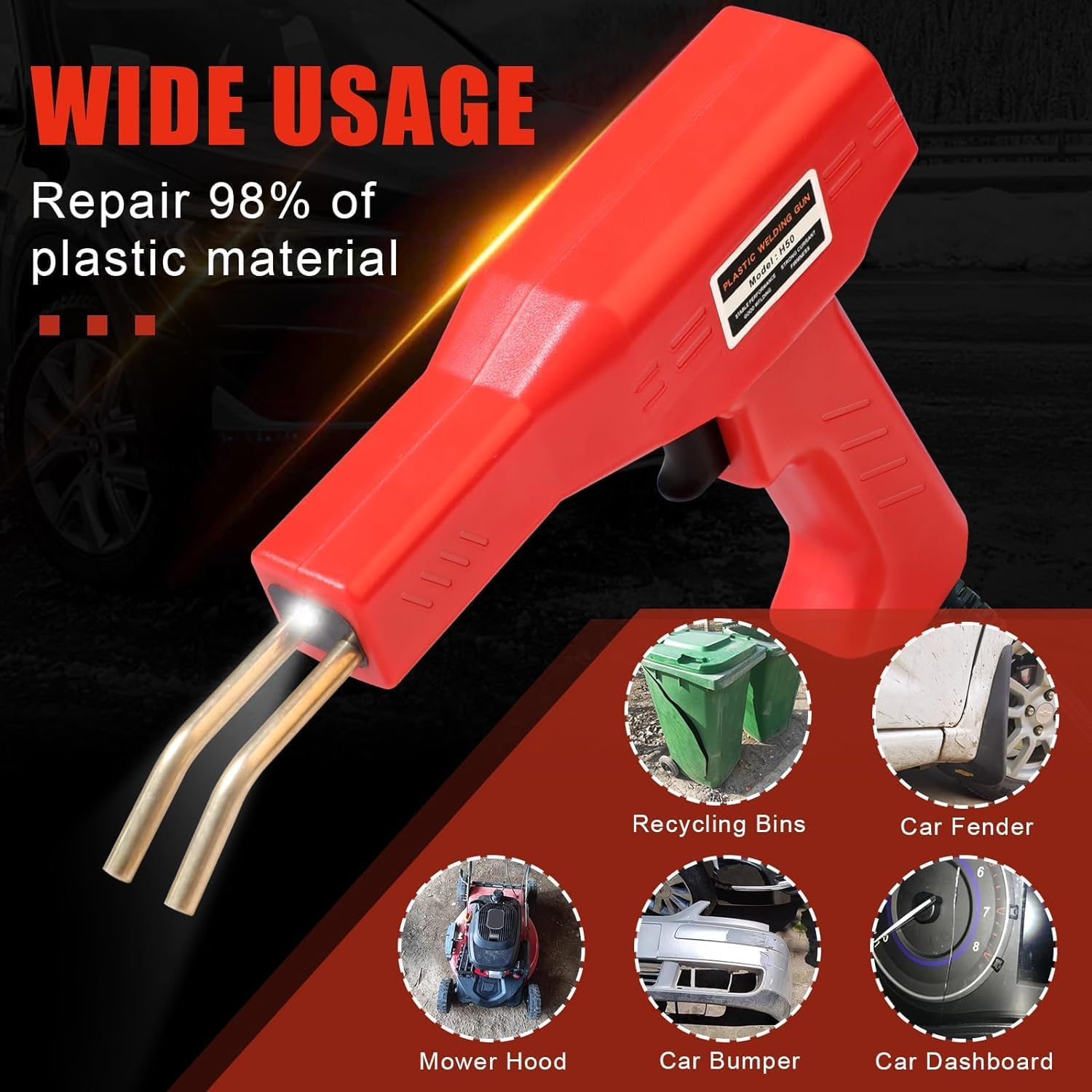 Upgraded Plastic Welder with 1000PCS Staples, Plastic Welding Kit, Hot Stapler Kit, Plastic Welder Gun Kit, Car Bumper Repair Kit, Plastic Repair Kit, Portable Toolbox (Red) image number 3