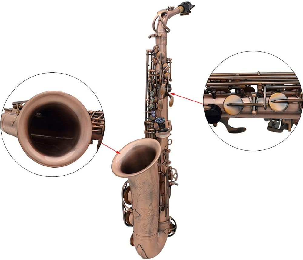 WENCHUAN Professional Red Bronze Bend EB E-Flat Alto Saxophone Sax Abalone Shell Key Carve Pattern with Case Gloves Cleaning Cloth Straps Brush image number 4