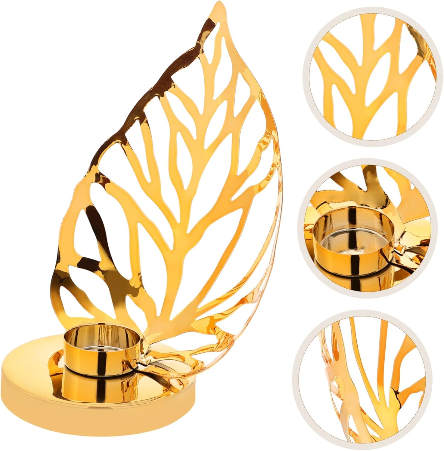 Yardenfun Leaf Shape Metal Candlestick Holder Decorative for Parties Weddings Tabletop Candle St image number 4