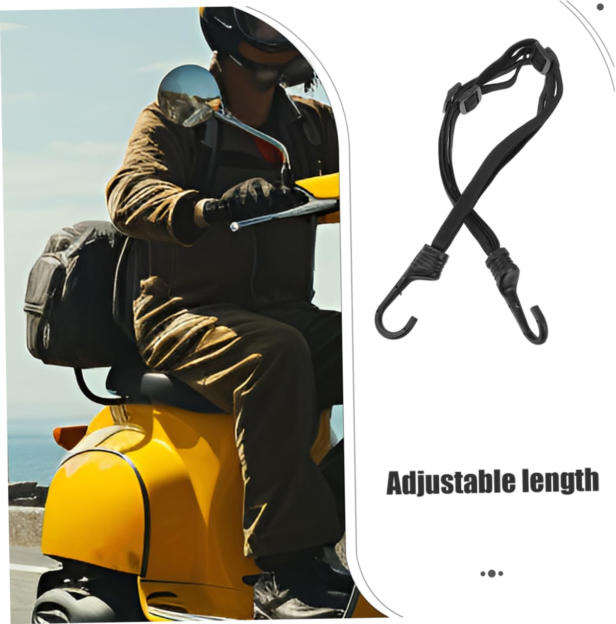 COOLHIYA 2Pcs Elastic Rope Straps Luggage Straps Hooks for Motorcycle Helmet Bike Secure Storage image number 5