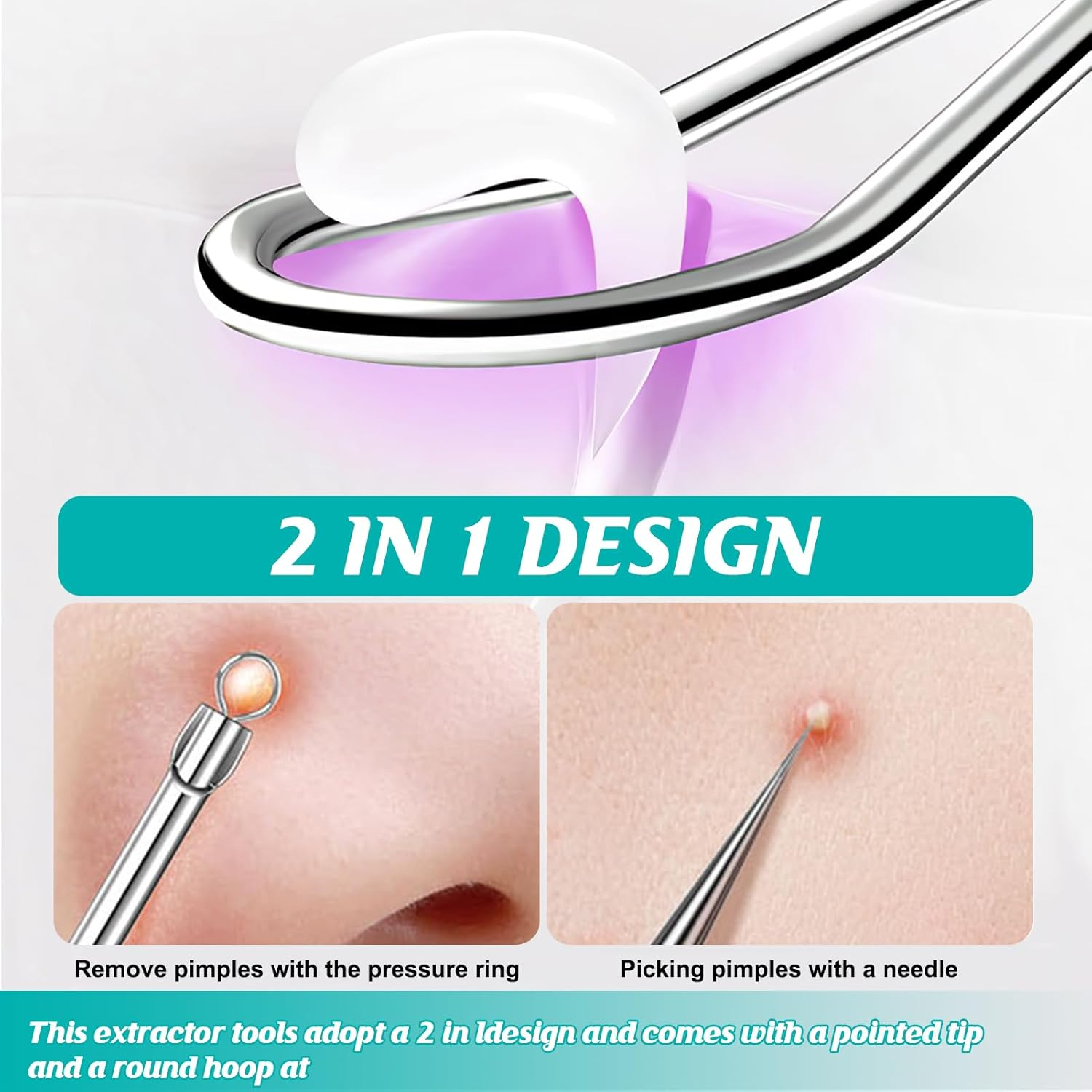 Lancet for Facial Milia Remover and Whitehead, 0.01Mm Ultra-Sharp Whitehead Remover for Face, Diamond-Shaped Anti-Slip Stripes, Plastic Box Packaging Pimple Extractor for Whelk Closed Fat Particle image number 3