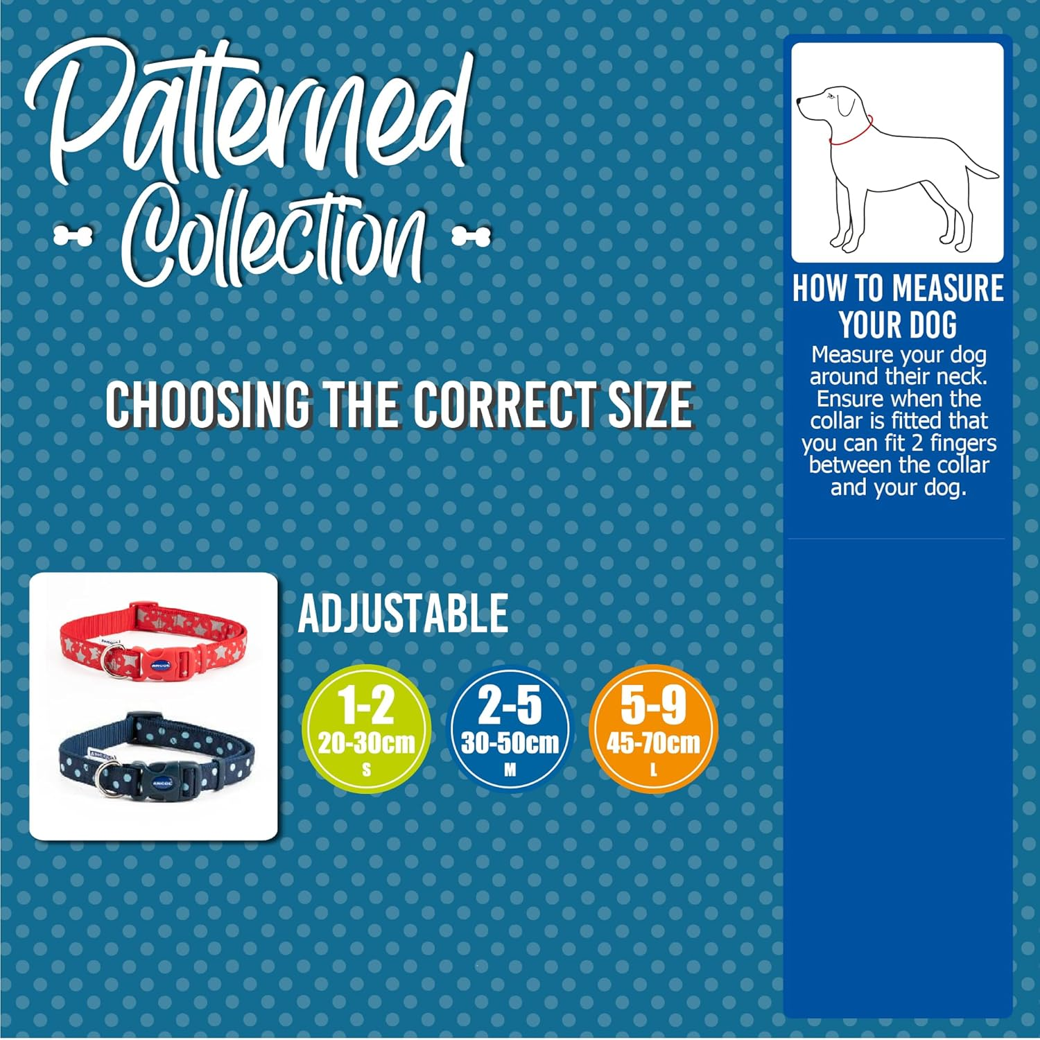 Ancol Mushroom Patterned Srong Hardwearing Nylon Adjustable Dog Collar to Fit Neck 45-70 Cm Size 5-9 image number 2