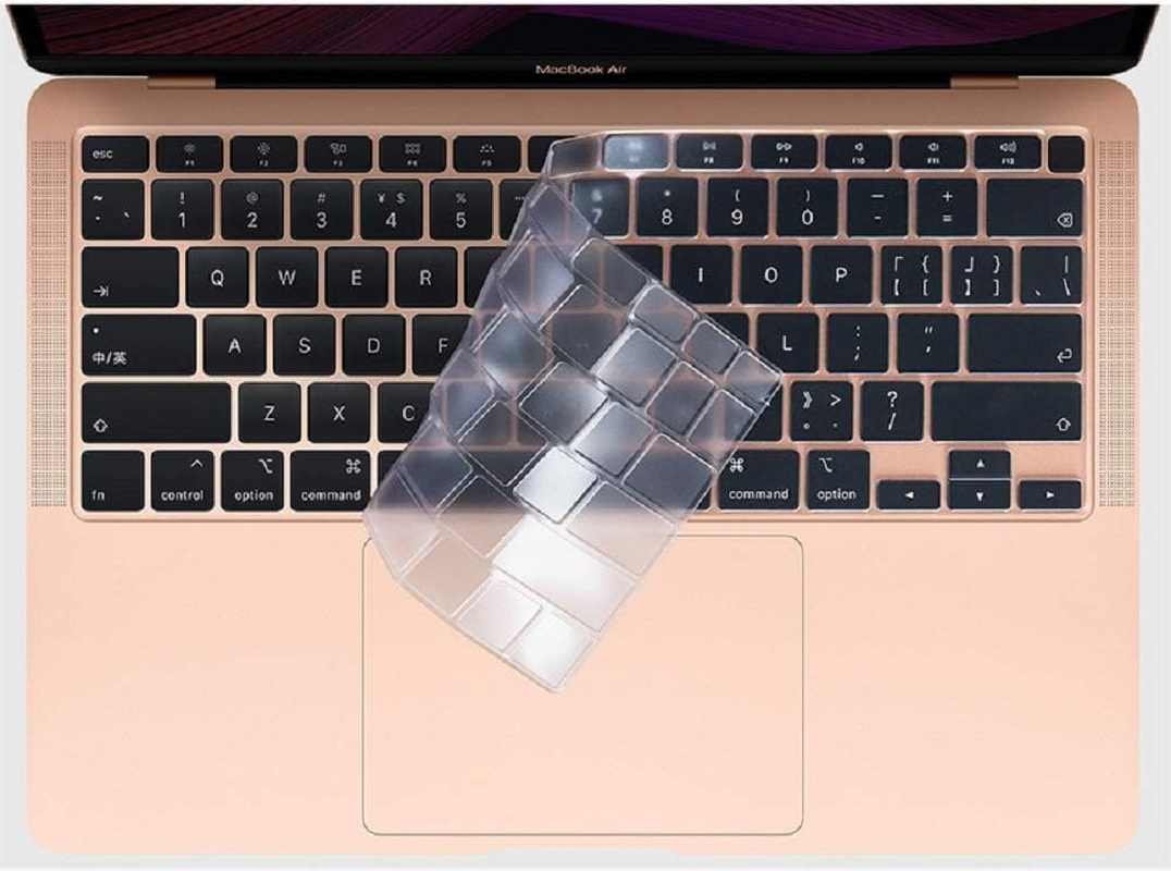 Se7Enline Compatible with Macbook Air 13 Inch 2018/2019/2020/2021/2022/2023/2024 Keyboard Cover M1 A2337/A2179 Soft Silicone Protective Skin Protector for Macbook Air 13-Inch Touch ID US Layout, Black