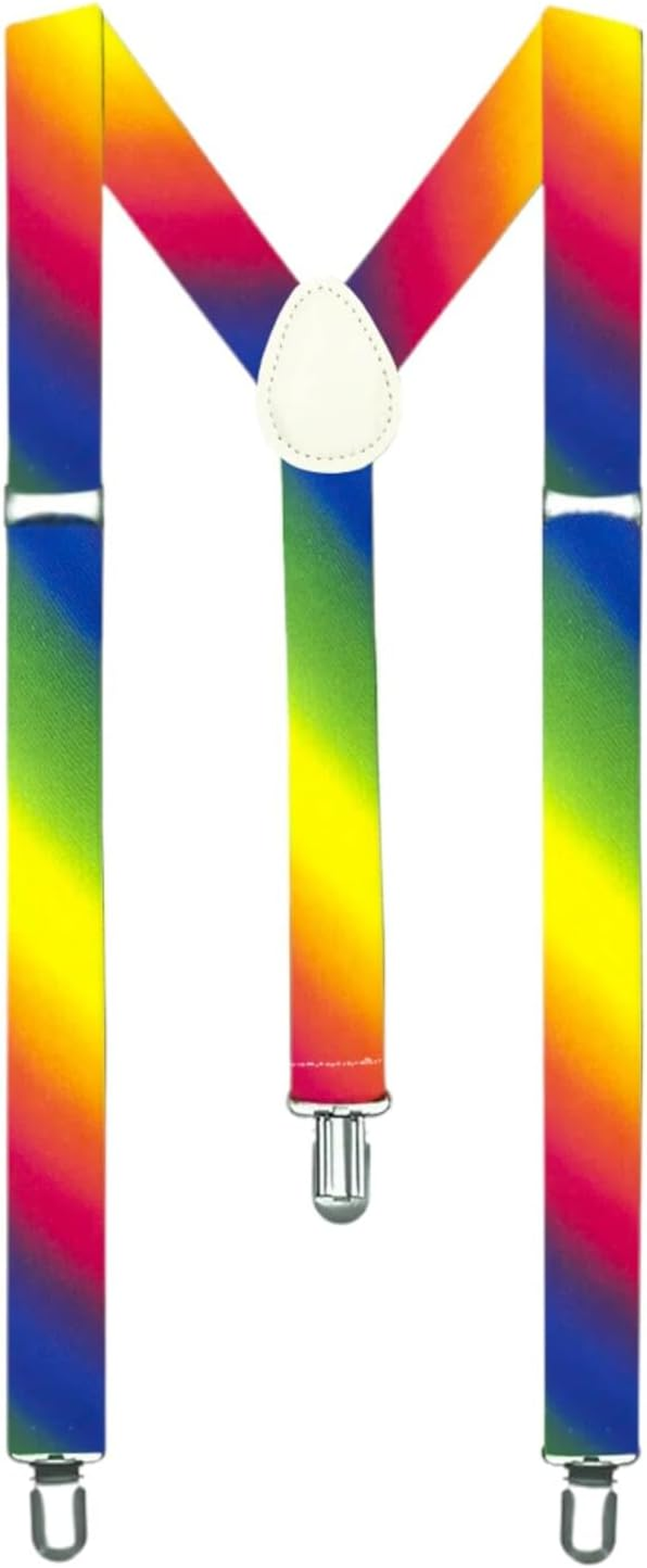 Men'S Rainbow Gay Pride Fade Suspenders Brace Elastic Strong Clip on Adjustable