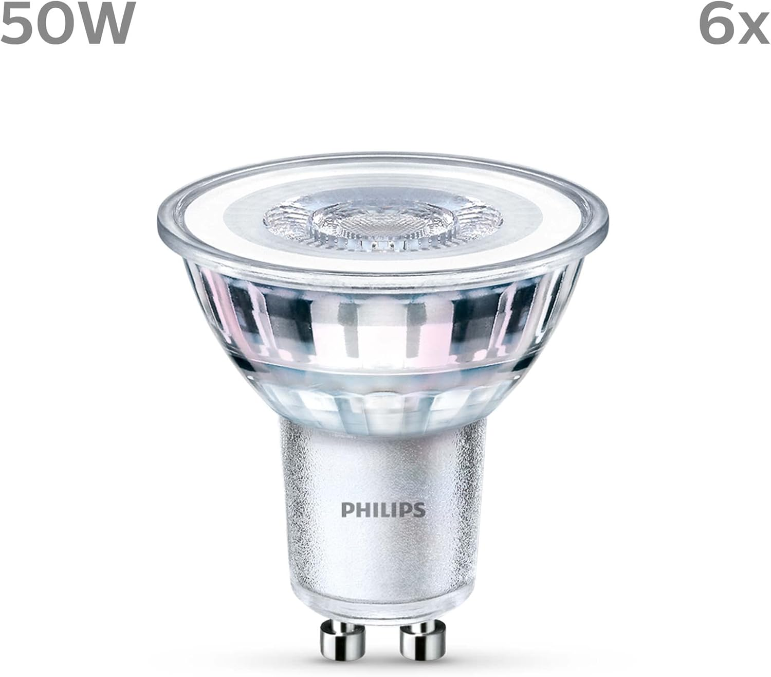 Philips LED Classic Spot Light Bulb 6 Pack [Cool White 4000K - GU10] 50W, Non Dimmable. for Home Indoor Lighting image number 3