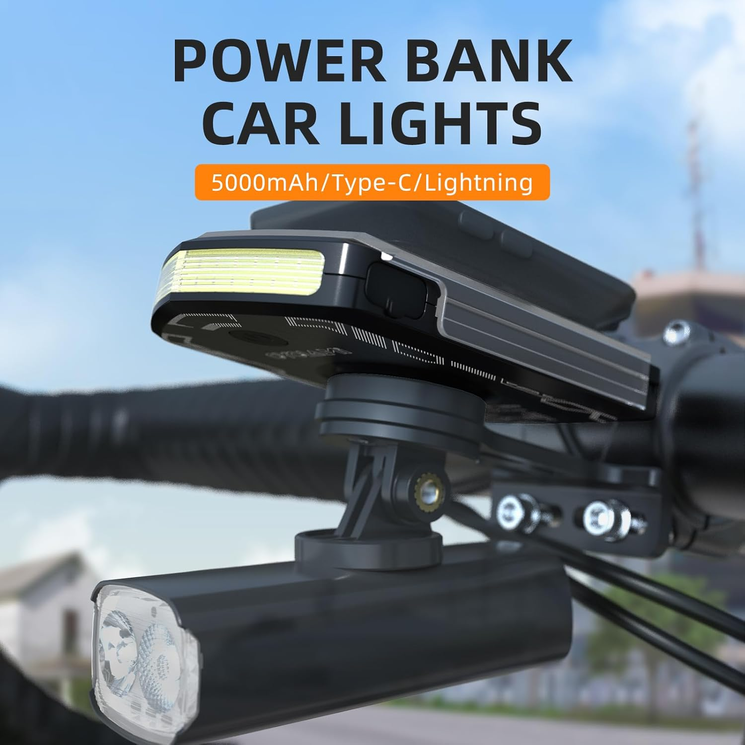 CYCLAMI Front Lights，Bike Lights Compatible with Garmin/Igpsport/Magene/Cycle Computers, 5000Mah 120Lumens 4 Light Modes IPX6 Waterproof Type-C Front Bicycle Lights Daylight Cycling Headlight image number 3