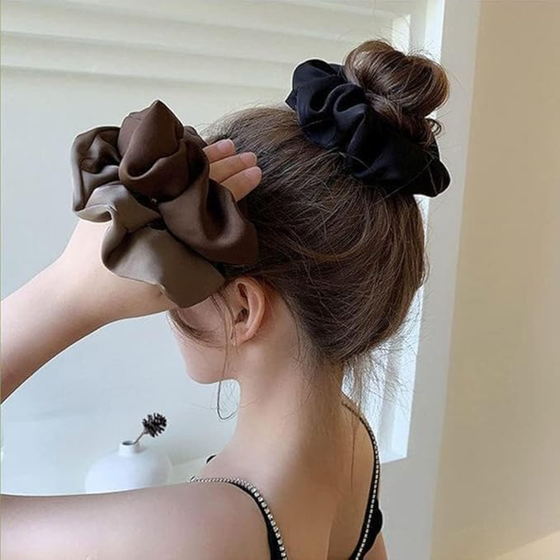 12Pca Satin Silk Scrunchies, Hair Sleeping Tie, Big Loop Ponytail Clip, Stretch Headband for Girls with Thick and Thin Curls image number 1