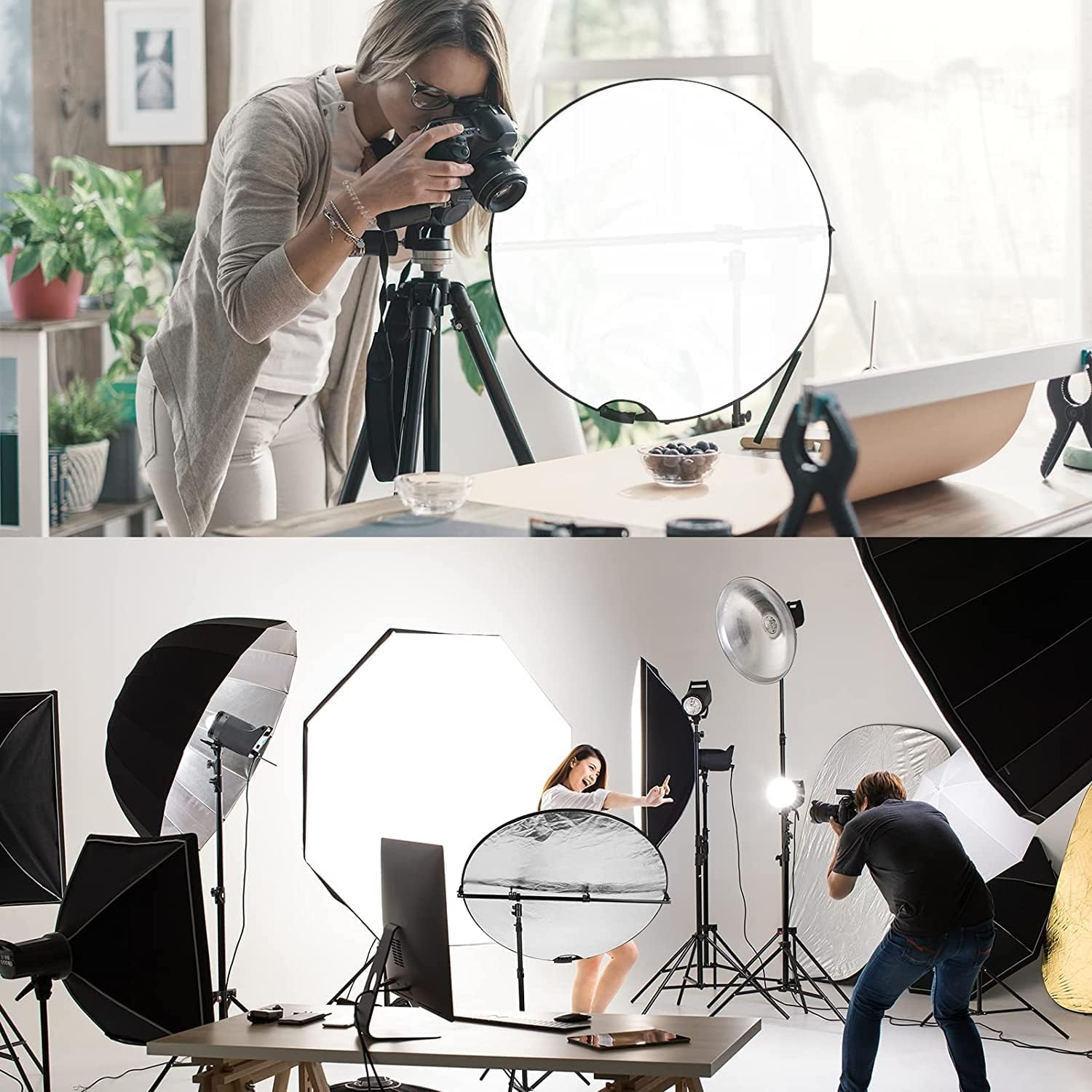 NEEWER Extendable Reflector Holder Arm, Photo Studio Telescopic 27.9&rdquo; to 47.2&rdquo; Boom Arm 360 Degree Swivel Reflector Bracket for Product and Portrait Photography, Ideal for Studio & Outdoor Photography