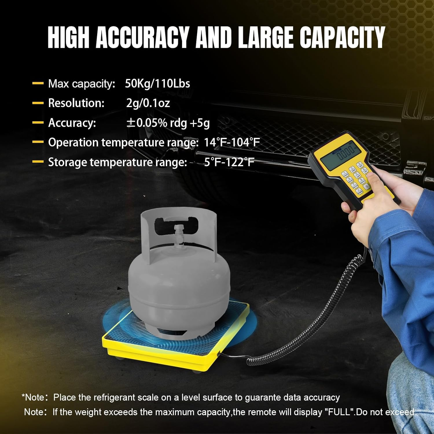 YELLOW JACKET Refrigerant Scale - 110 LBS HVAC Freon Scale with High Precision Electronic Weight Measurement, Portable Case for Refrigerant Recovery Tanks image number 3